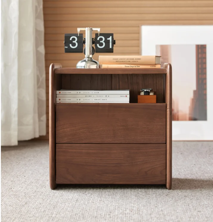 2-Drawer Nightstand with Shelf