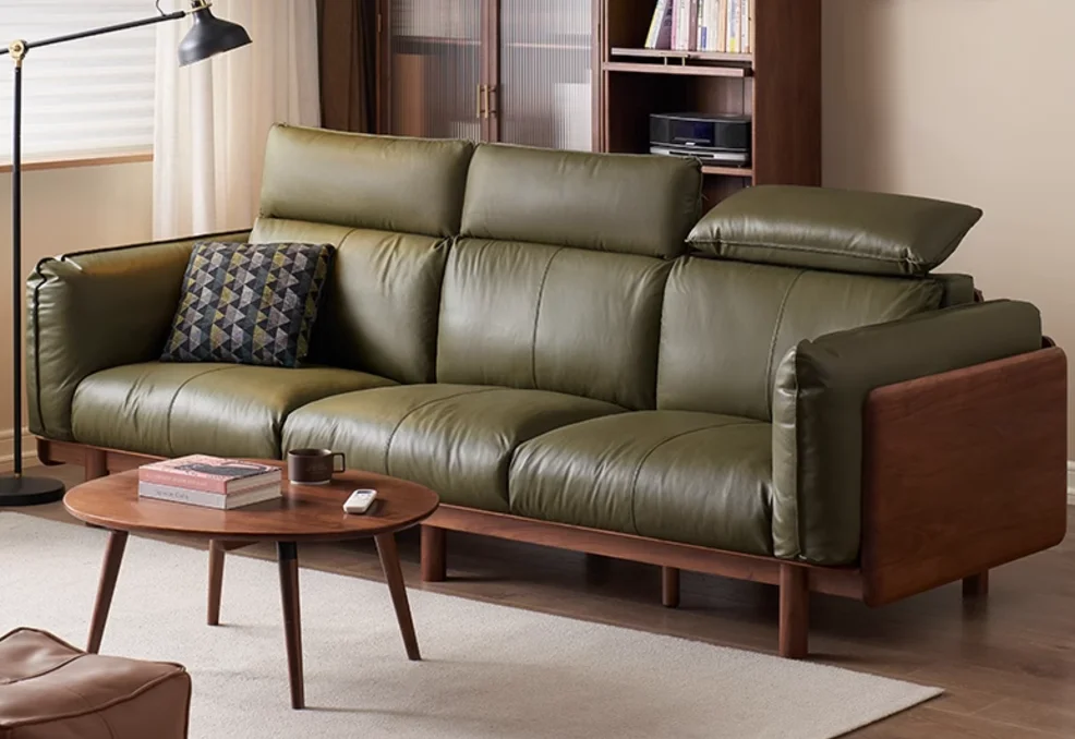 Sofa (B506C) - Olive Green — Solid Black Walnut solid wood furniture by Jimeijia