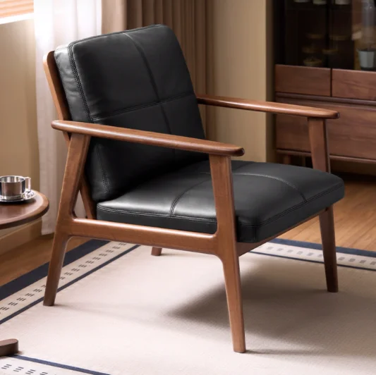 Accent Chair (B506E) - Natural Black — Solid Black Walnut solid wood furniture by Jimeijia