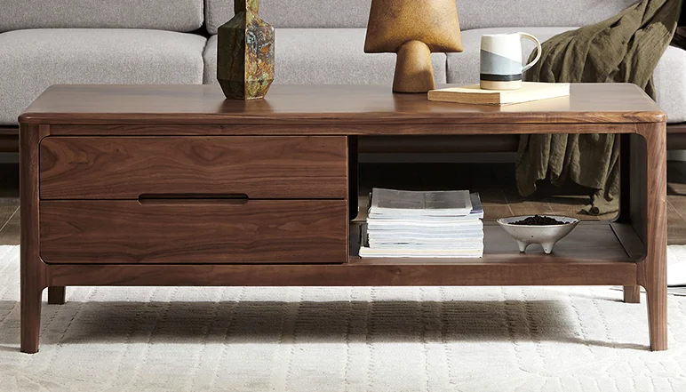 Coffee Table with 2 Drawers and Sliding Door