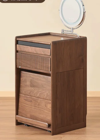 Sliding-Panel Vanity Table with Stool