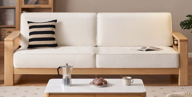 Jiamo Footstool (Model F) with Cushion - Light Beige