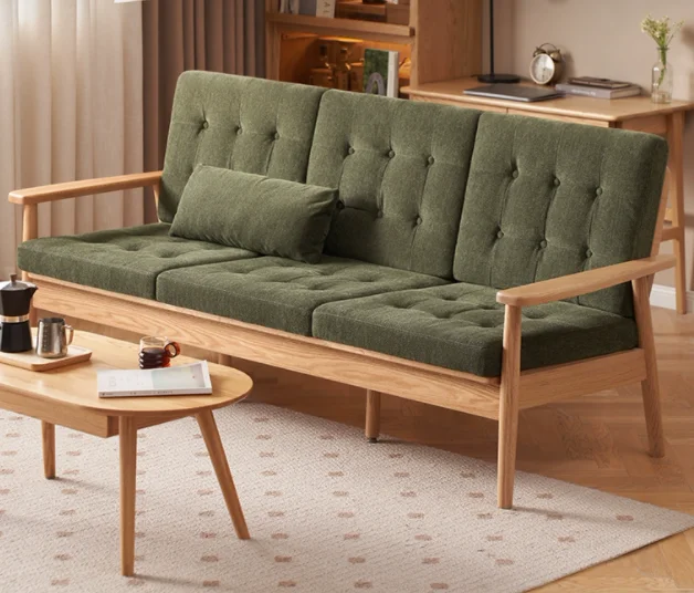 Songen Sofa with Cushion - Green Herringbone